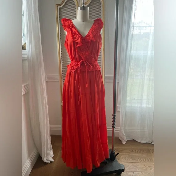 J. Crew | Dresses | J Crew Ruffle Maxi Dress Red 8 | Poshmark